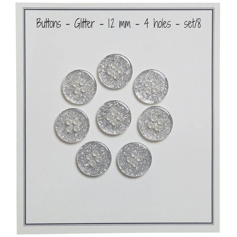 Glitzer Knöpfe - Silber - Verschiedene Größen
