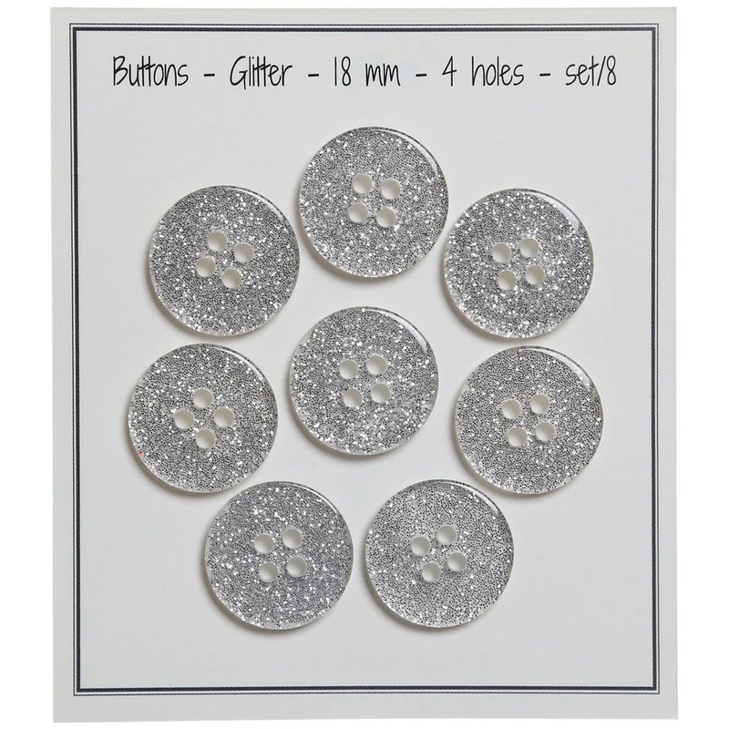 Glitzer Knöpfe - Silber - Verschiedene Größen
