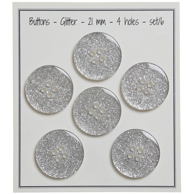 Glitzer Knöpfe - Silber - Verschiedene Größen