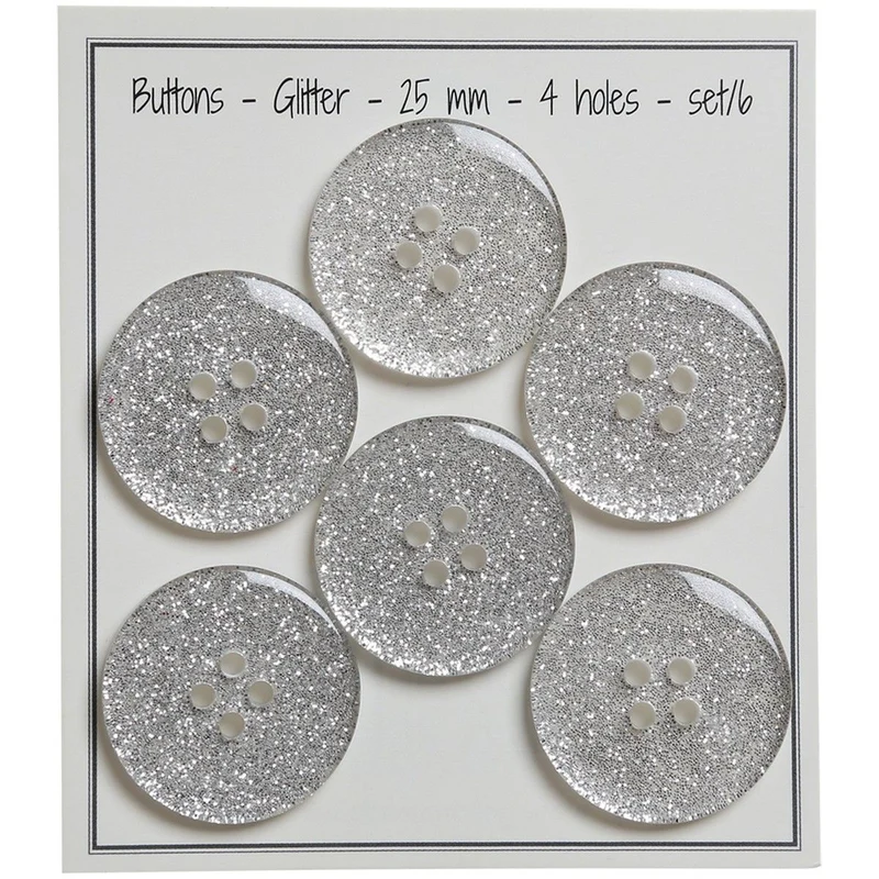 Glitzer Knöpfe - Silber - Verschiedene Größen