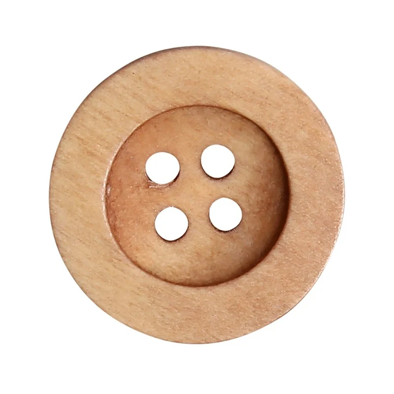 Holzknöpfe - Round Groove - Hell