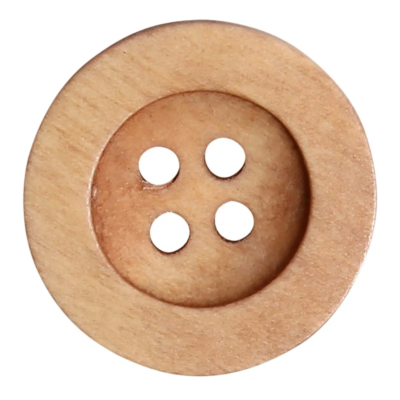 Holzknöpfe - Round Groove - Hell