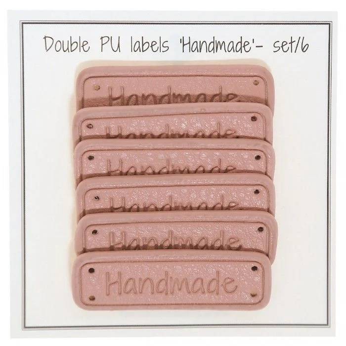 PU-Leder Etikett "Handmade" 5 x 1,5 cm