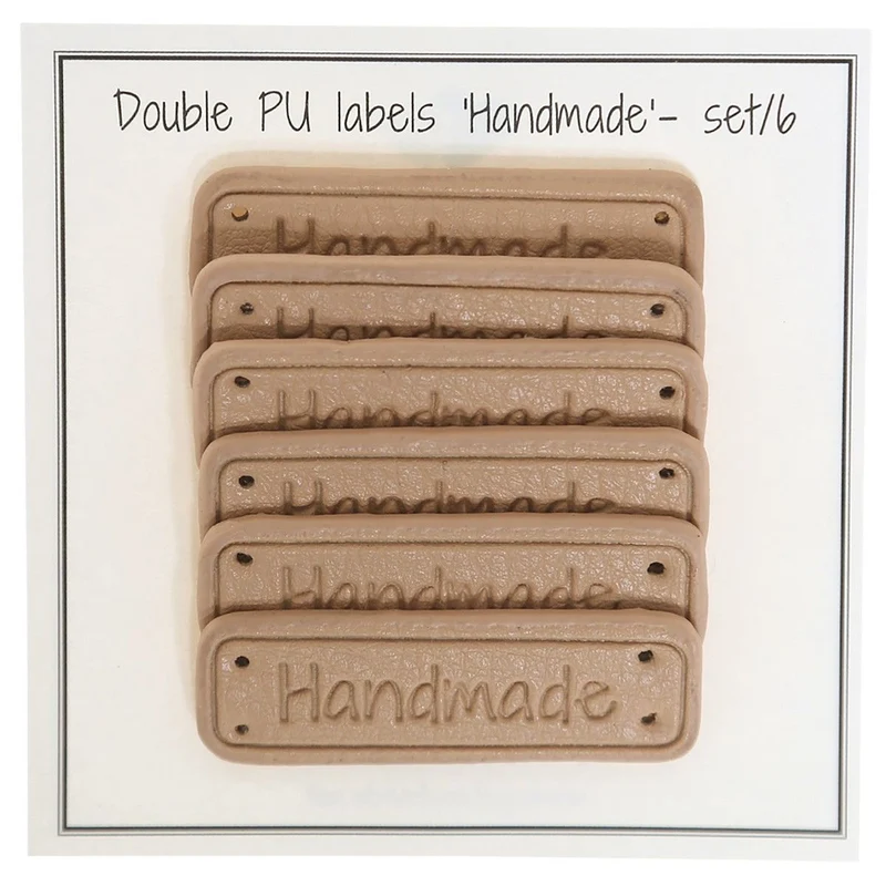 PU-Leder Etikett "Handmade" 5 x 1,5 cm