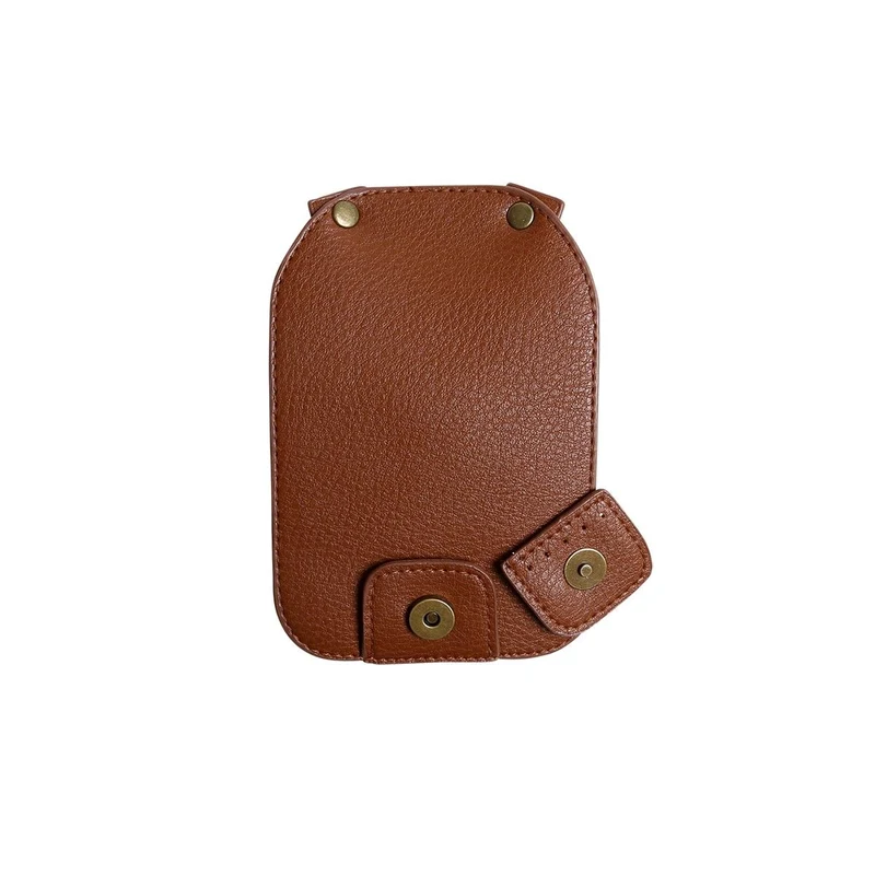 Taschenklappe mit Magnetknopf - Braun/Bronze