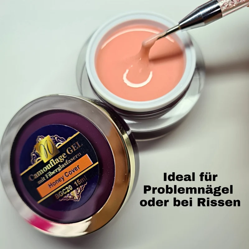 Camouflage Gel mit Fiberglasfasern 'Honey Cover' 15ml/30ml