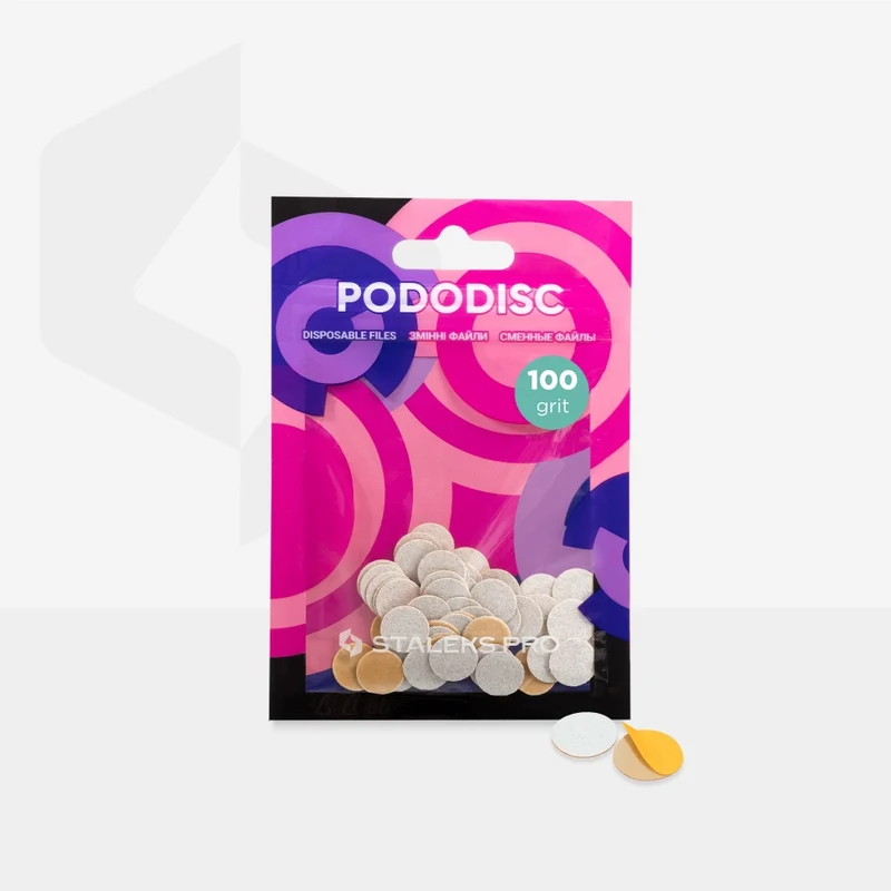 Weiße Schleifpads auf Schaumstoffbasis für Podo Disc XS PDFS-10 Körnung 100-320 (50 St.) STALEKS PRO