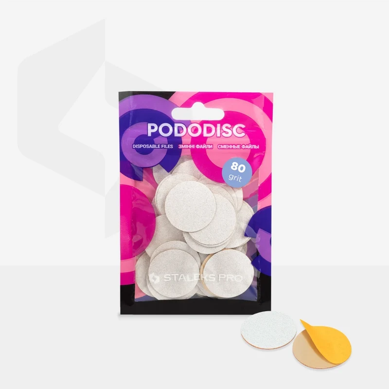 Weiße Schleifpads auf Schaumstoffbasis für Podo Disc L PDFS-25 Körnung 80-320 (50 St.) STALEKS PRO