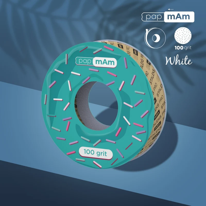 Weiße Ersatzrolle für nachfüllbare Box papmAm Körnung 100/150/180/240 (6 Meter Rolle) STALEKS PRO