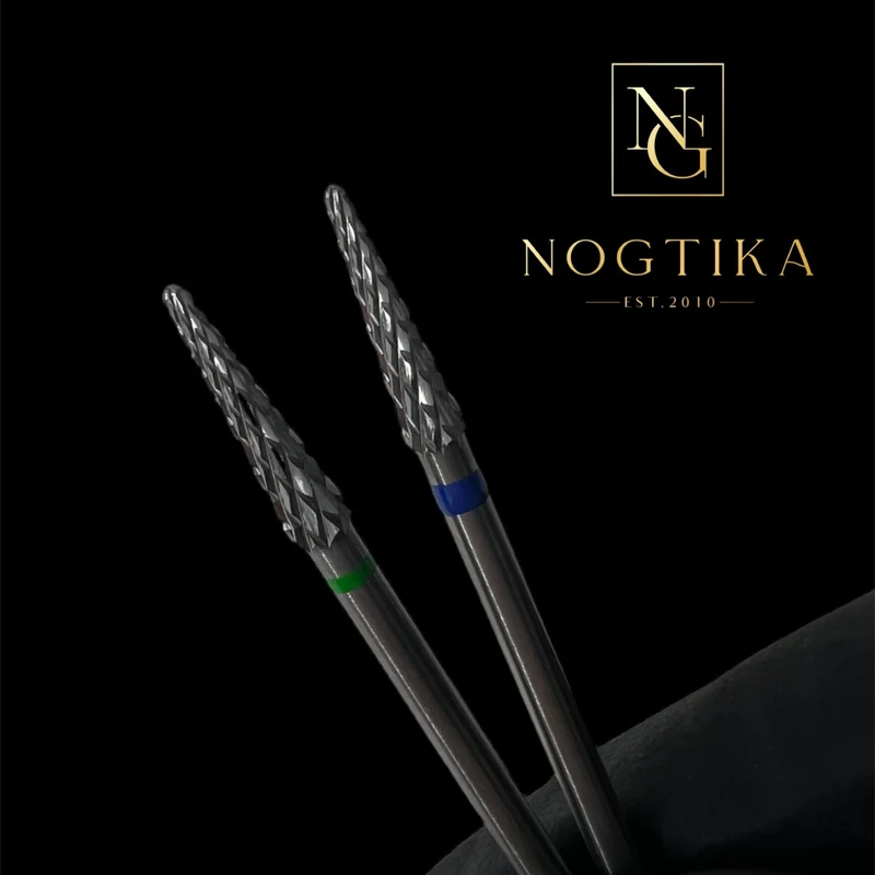 Fräseraufsatz Hartmetall Bit Rundkegel 3,5mm (blau/grün) von Nogtika