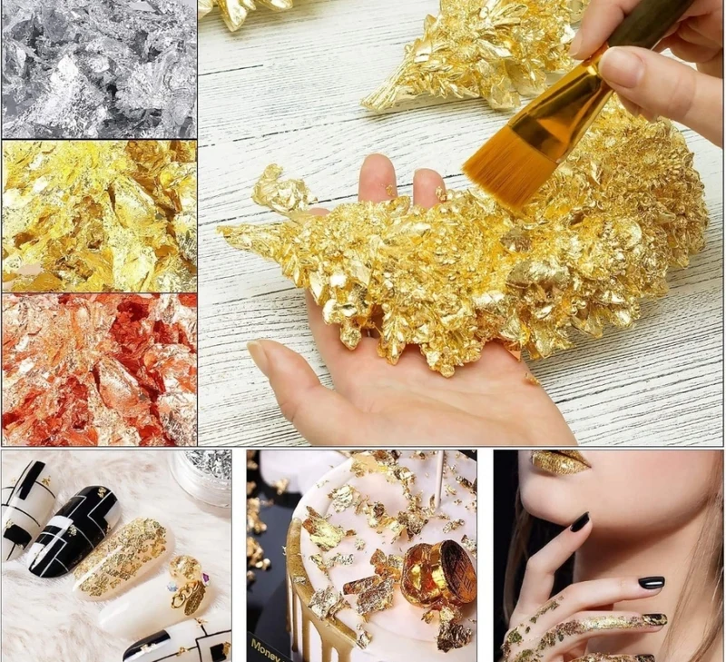 Blattfolie potal in Stücken in verschieden Farben für Naildesign