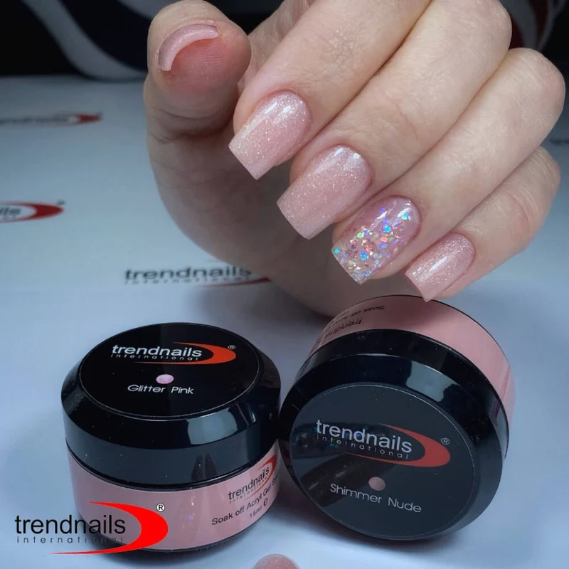 Soak-Off Acrylgel 15/30ml Tiegel/Tube – 'Shimmer Nude' von Trendnails (TPO/HEMA-free)