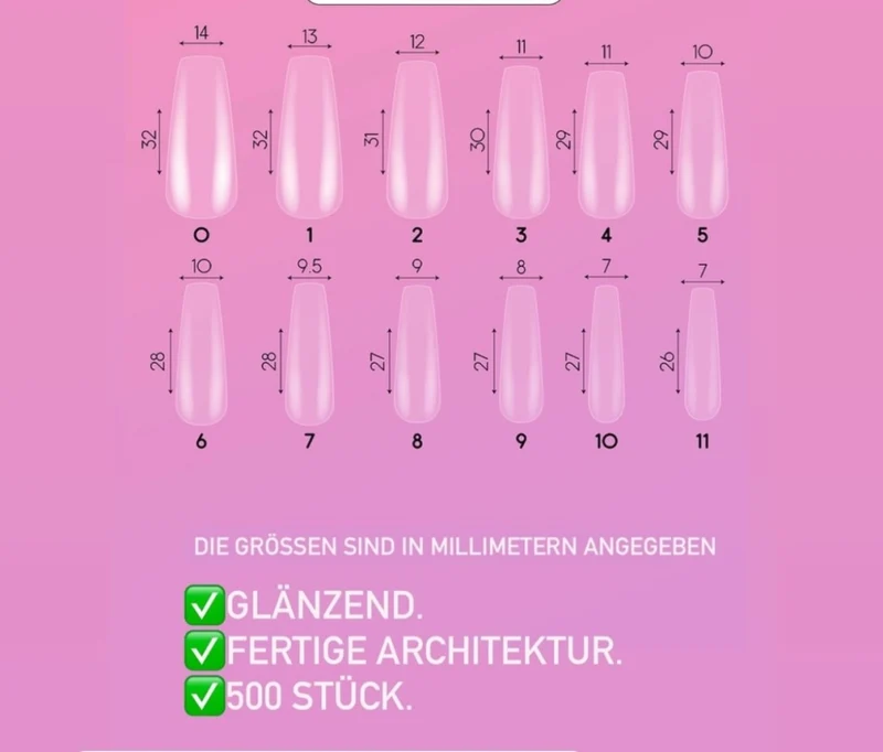 Easy Nails Gel-Tips "Coffin" klar 500 Stk. von Imen