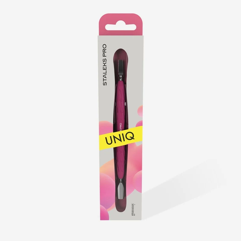 Nagelhautschieber mit Silikongriff "Gummy" UNIQ 10 TYP 5 (schmaler runder Schieber + breite Klinge)