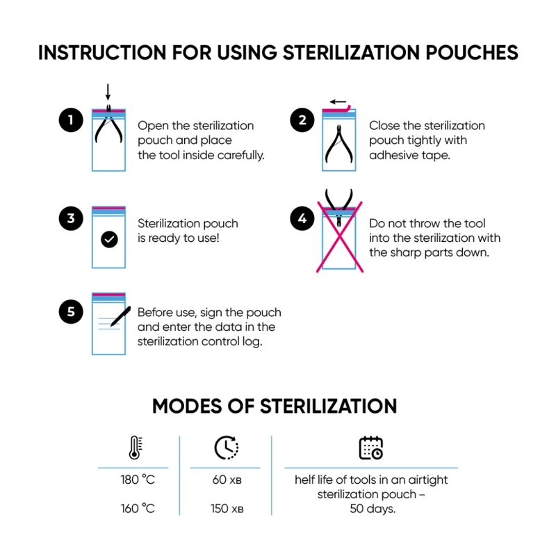 Sterilisationsbeutel 100 St. in 3 Größen weiß von MicroSTOP geeignet für Heißluftsterilisator und Autoklav