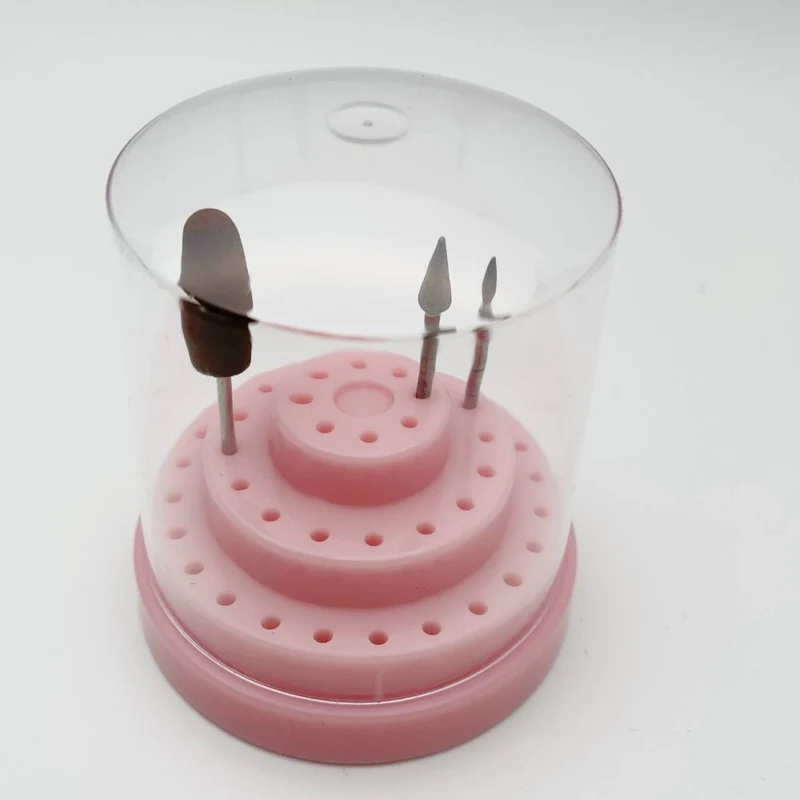 Fräserbox mit Deckel für 48 Fräseraufsätze rosa