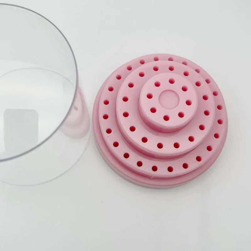 Fräserbox mit Deckel für 48 Fräseraufsätze rosa