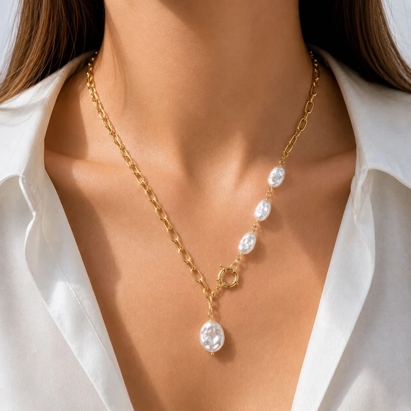 Stylische asymetrische Kette in gold (Modeschmuck) 4