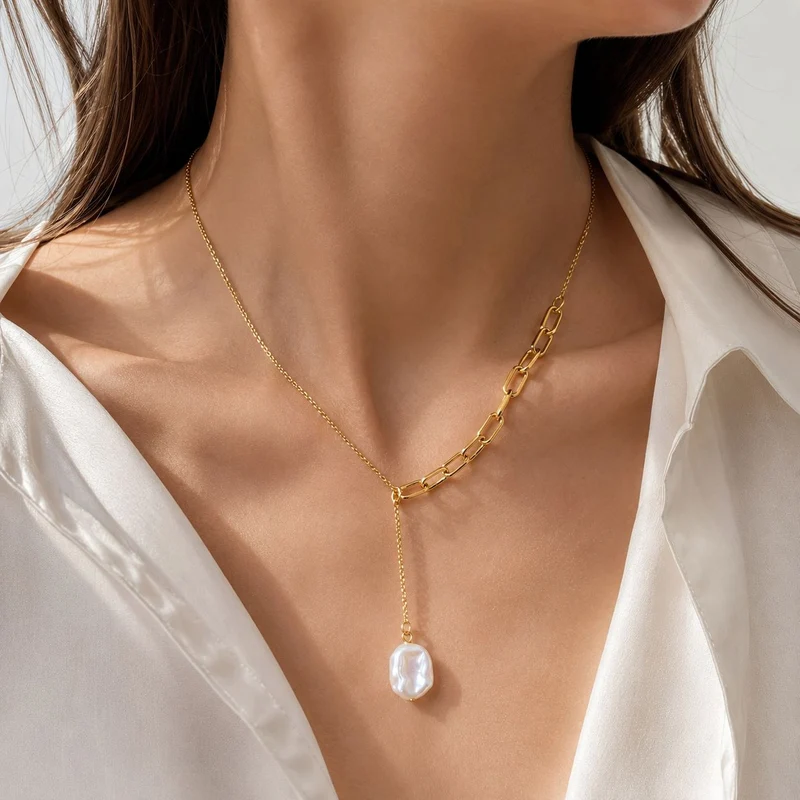 Stylische asymetrische Kette in gold (Modeschmuck) 5