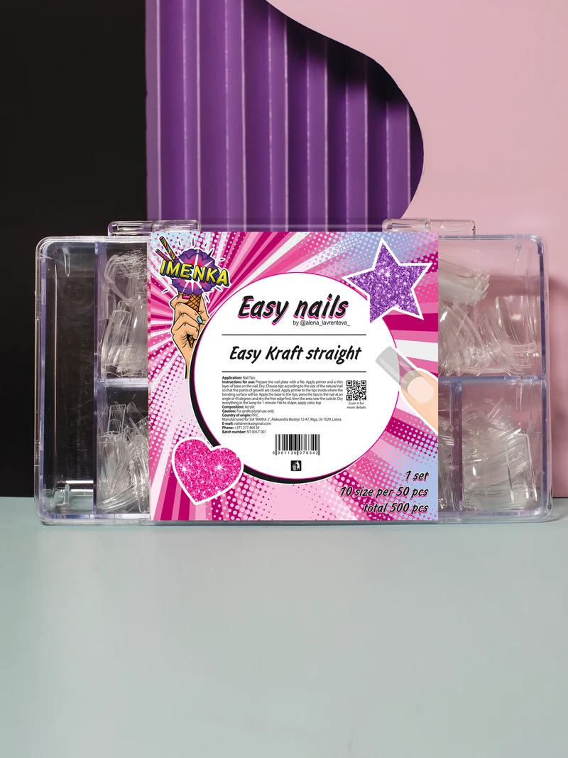 Easy Kraft "straight" Nails Gel-Tips klar 500 Stk. von Imenka