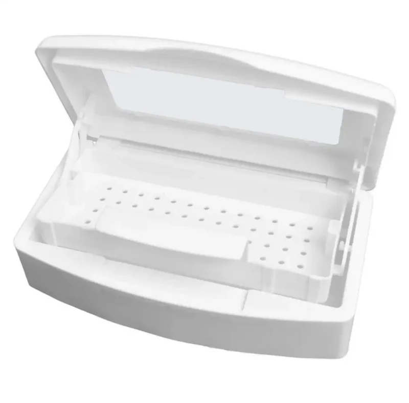 Desinfektionsbox mit integriertem Sieb und durchsichtigem Deckel