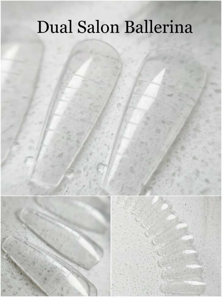 Dual Nageltips für Acrylgel (wiederverwendbar) klar 12/60 Stk. 'Salon Ballerina'
