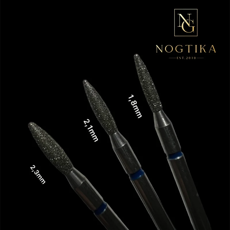 Flammen Bit von NOGTIKA Diamant blau (mittel) 1,2mm-2,5 mm mit 'abgestumpfter' Spitze