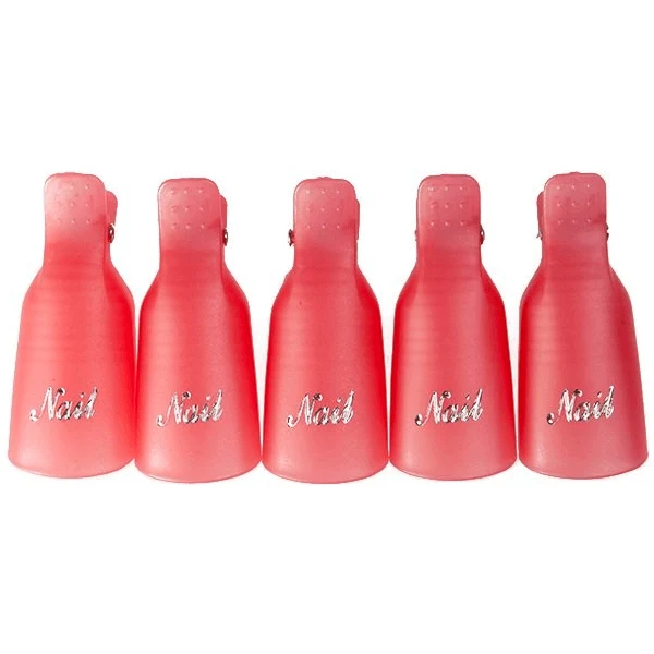 Gel Nail Polish Remover Pink Clip Wraps Set of 10