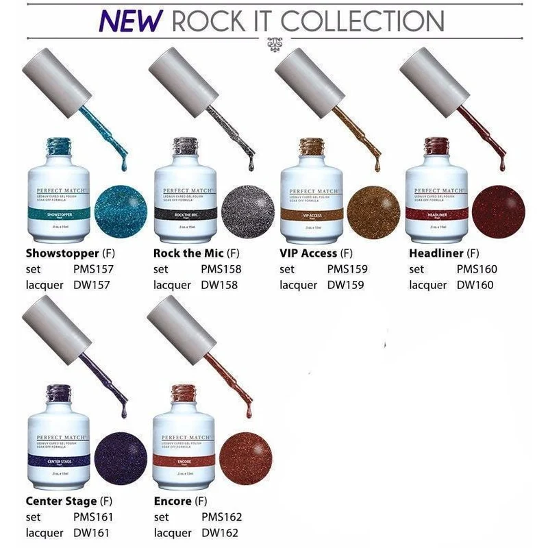 LeChat Perfect Match Gel + Matching Lacquer Rock It Collection #157 - #162