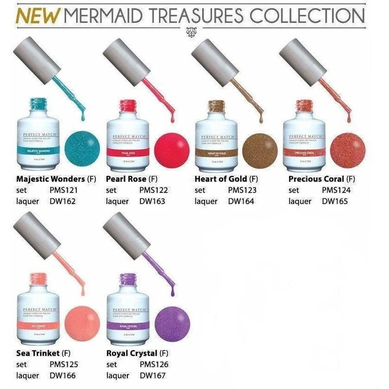 LeChat Perfect Match Gel + Matching Lacquer Mermaid Treasures Collection #121 - #126