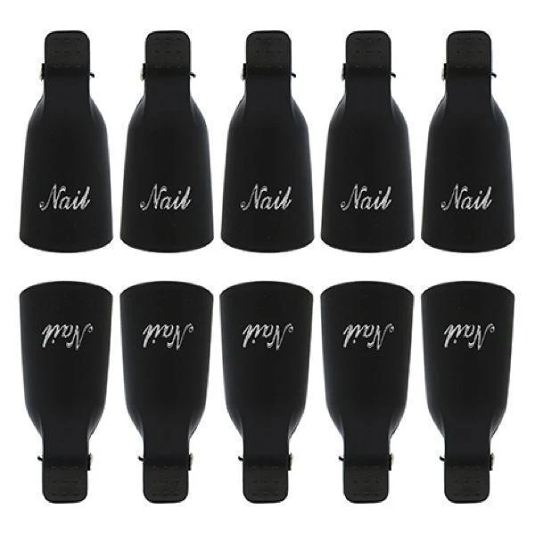 Gel Nail Polish Remover Black Clip Wraps Set of 10