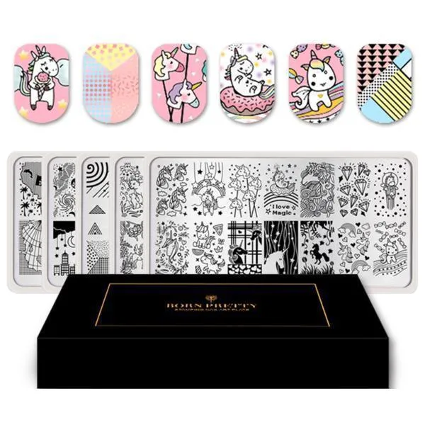 Born Pretty - 5 pcs Unicorn Nail Stamping Plate #42567