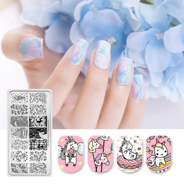 Born Pretty - 5 pcs Unicorn Nail Stamping Plate #42567