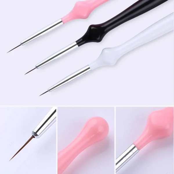 Born Pretty - Nail Liner Brush Set 3 Pcs #40899