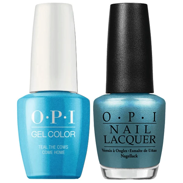 OPI GelColor + Matching Lacquer Teal The Cows Come Home #B54
