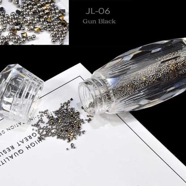 Mini Nail Art Beads - Gun Black #JL06