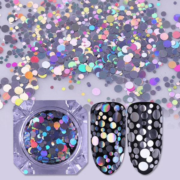 Born Pretty - Nail Art Flakes Silver Circles Set of 2 #39819-2 + #39819-3