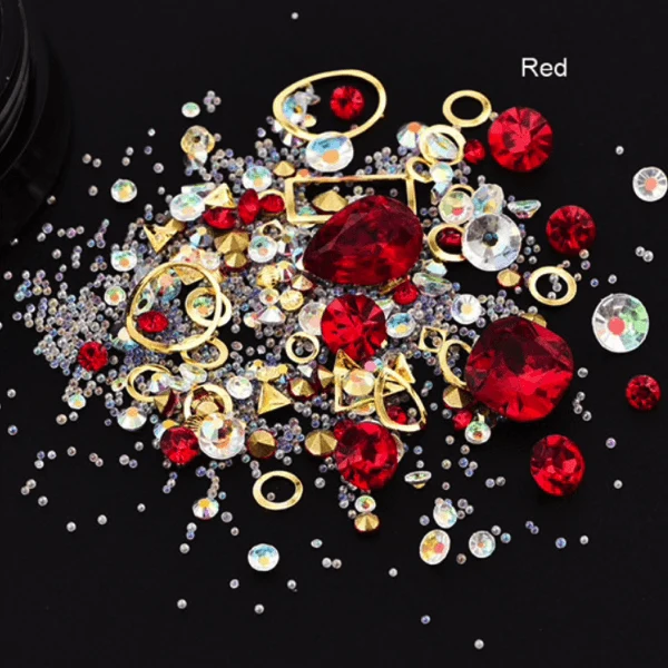 Born Pretty - Nail Rhinestone Mix Red Jewelry #42046-1