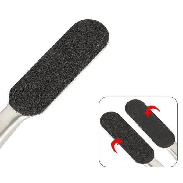 Pedicure Stainless Steel Callus Smoother File With 10pcs Dry Sanding Papers