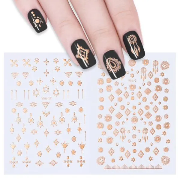 1 Sheet Rose Gold 3D Nail Art Sticker Set #41137