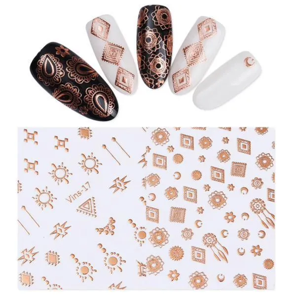 1 Sheet Rose Gold 3D Nail Art Sticker Set #41137