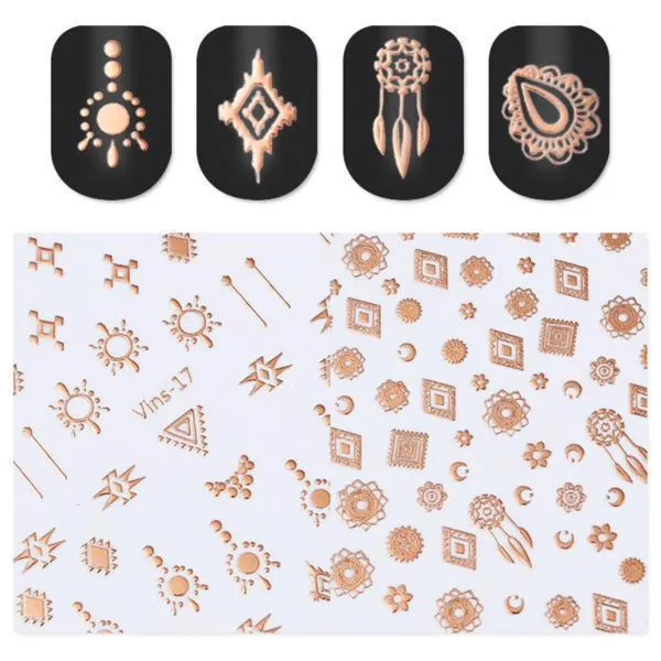 1 Sheet Rose Gold 3D Nail Art Sticker Set #41137