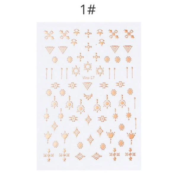 1 Sheet Rose Gold 3D Nail Art Sticker Set #41137