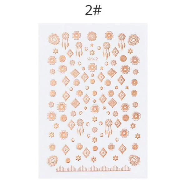 1 Sheet Rose Gold 3D Nail Art Sticker Set #41137