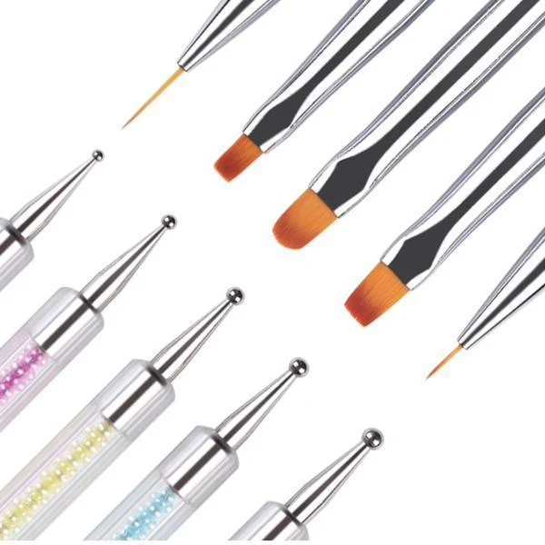 Born Pretty - 5 Pcs Dual Ended Nail Dotting Liner Brush Set #41672