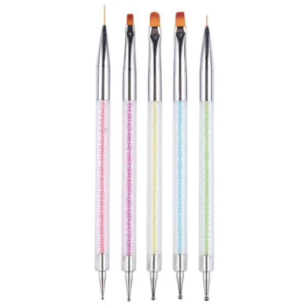 Born Pretty - 5 Pcs Dual Ended Nail Dotting Liner Brush Set #41672