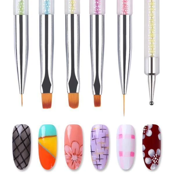 Born Pretty - 5 Pcs Dual Ended Nail Dotting Liner Brush Set #41672