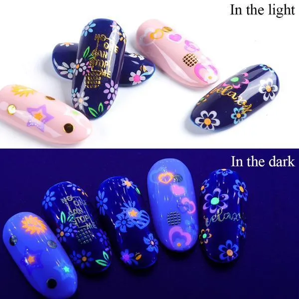 Full Beauty - Glow In The Dark 3D Sticker Nail Art Designs 24 pcs