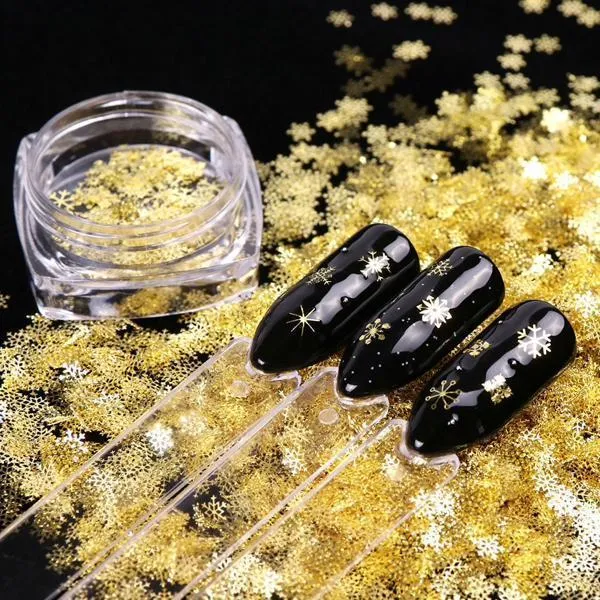 Full Beauty - 3D Gold Metal Nail Art Decoration Snowflakes