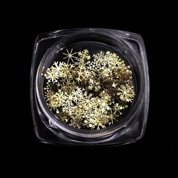 Full Beauty - 3D Gold Metal Nail Art Decoration Snowflakes